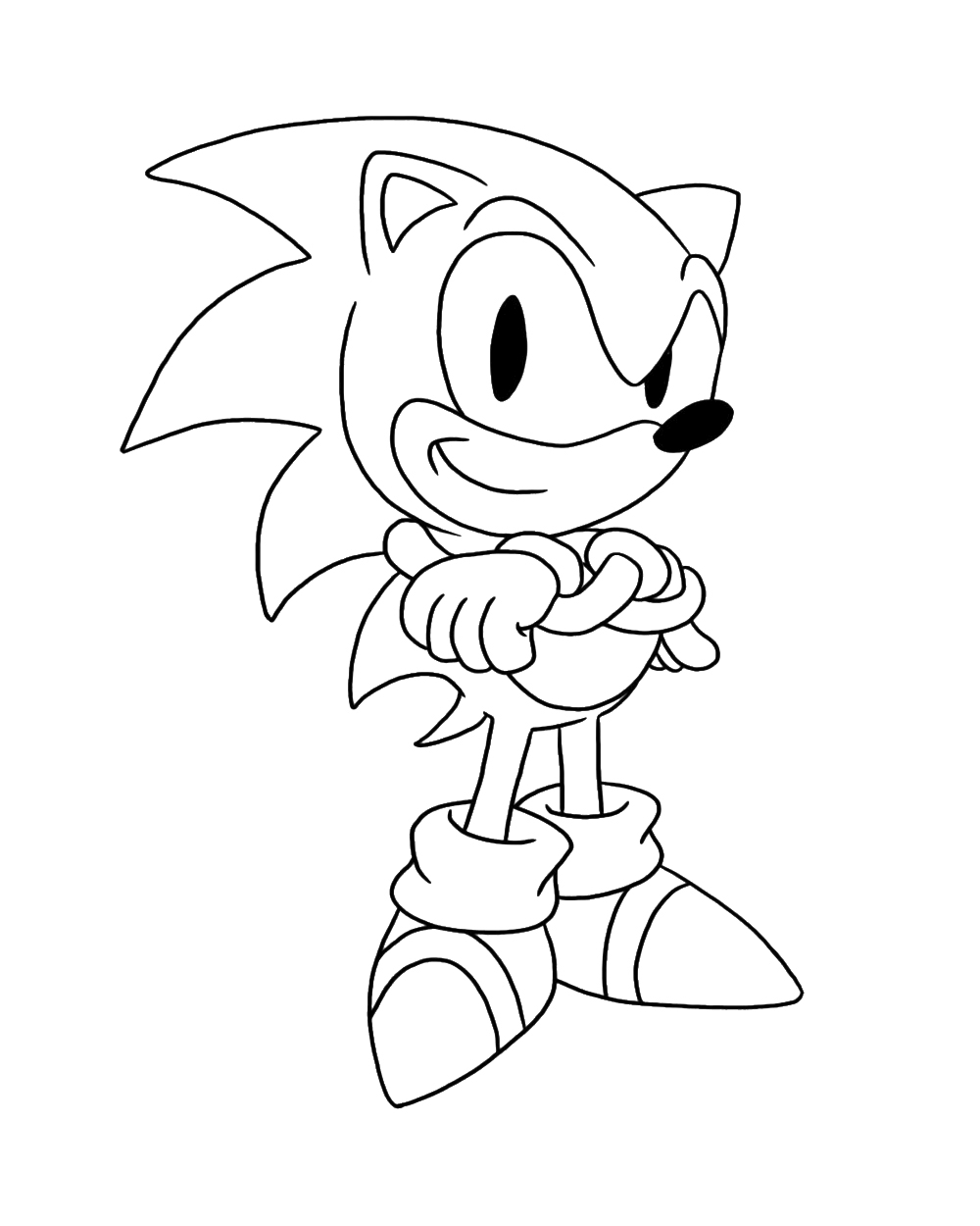 Dibujo de Sonic de brazos cruzados para colorear
